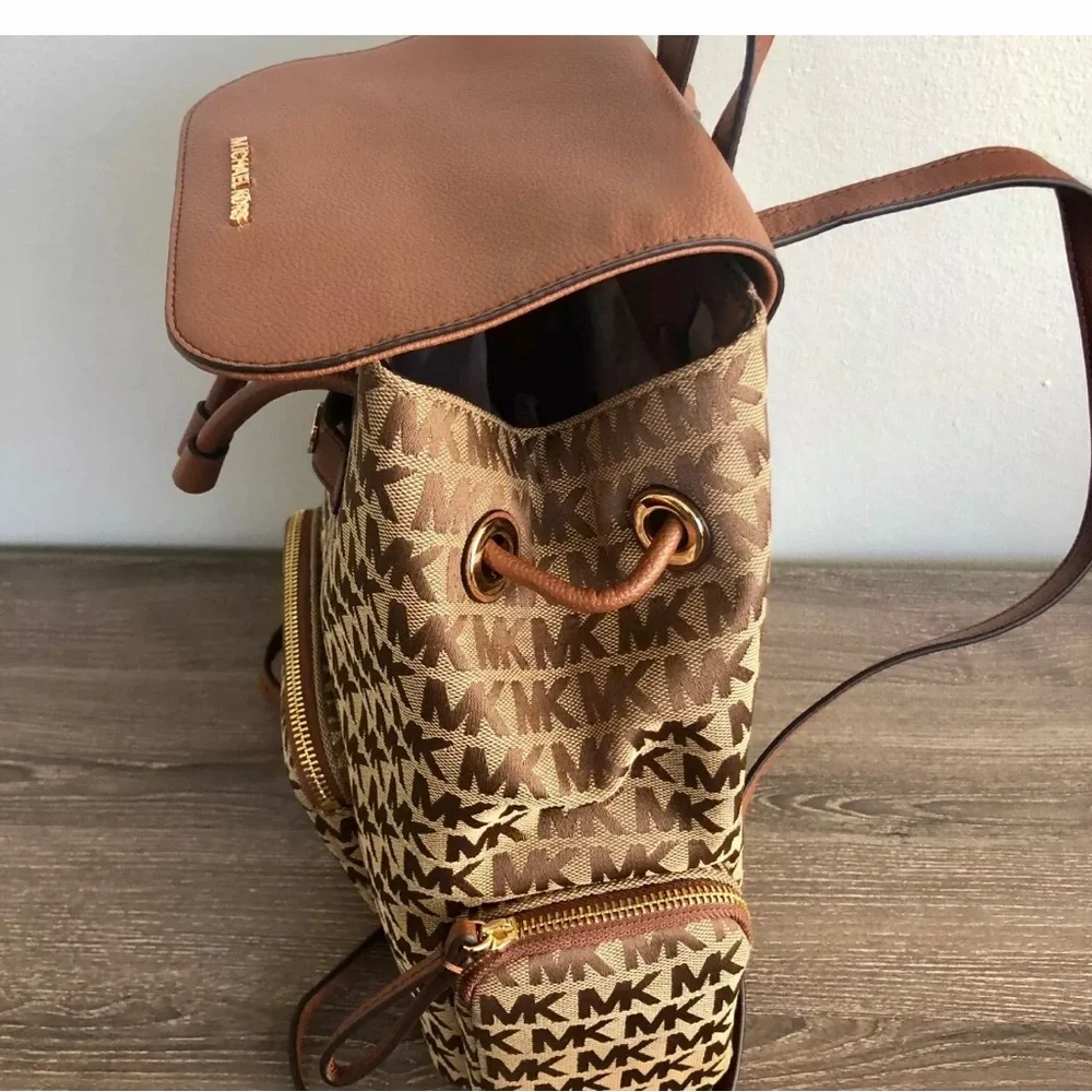 Michael Kors Brown Monogram Backpack - Picture 5 of 9